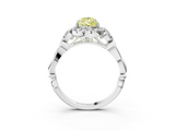 White gold Fancy Yellow Pear  Halo Diamond Engagement Ring with Vintage-Inspired Band and Four-Prong Setting_6