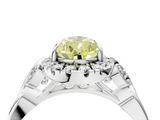White gold Fancy Yellow Pear  Halo Diamond Engagement Ring with Vintage-Inspired Band and Four-Prong Setting_7