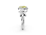 White gold Fancy Yellow Pear  Halo Diamond Floral Band with Four-Prong Setting_57