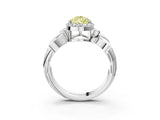 White gold Fancy Yellow Pear  Halo Diamond Floral Band with Four-Prong Setting_58