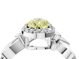 White gold Fancy Yellow Pear  Halo Diamond Floral Band with Four-Prong Setting_59