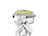 White gold Fancy Yellow Pear  Halo Diamond Floral Band with Four-Prong Setting_60
