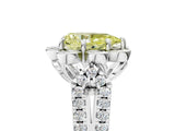White gold Fancy Yellow Pear  Halo Diamond Floral Split Shank Engagement Ring 1