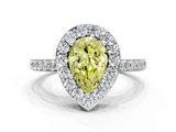 White gold Fancy Yellow Pear  Halo Diamond Pavé Band Ring with Prong Setting_20