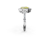 White gold Fancy Yellow Pear  Halo Diamond Pavé Band Ring with Prong Setting_22