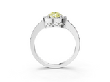 White gold Fancy Yellow Pear  Halo Diamond Pavé Band Ring with Prong Setting_23