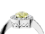 White gold Fancy Yellow Pear  Halo Diamond Pavé Band Ring with Prong Setting_24