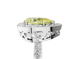 White gold Fancy Yellow Pear  Halo Diamond Pavé Band Ring with Prong Setting_25