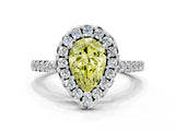 White gold Fancy Yellow Pear  Halo Diamond Pavé Solitaire Ring_51