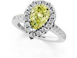 White gold Fancy Yellow Pear  Halo Diamond Pavé Solitaire Ring_52