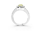 White gold Fancy Yellow Pear  Halo Diamond Pavé Solitaire Ring_54
