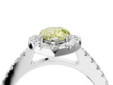 White gold Fancy Yellow Pear  Halo Diamond Pavé Solitaire Ring_55