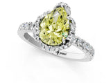 White gold Fancy Yellow Pear  Halo Diamond Pave Band Ring with Four-Prong Setting_16