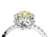 White gold Fancy Yellow Pear  Halo Diamond Pave Band Ring with Four-Prong Setting_19