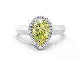 White gold Fancy Yellow Pear  Halo Diamond Ring with Cathedral Band and Four-Prong Setting_49