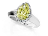 White gold Fancy Yellow Pear  Halo Diamond Ring with Cathedral Band and Four-Prong Setting_51