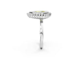 White gold Fancy Yellow Pear  Halo Diamond Ring with Milgrain Edge and Round Prong Setting_40