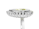 White gold Fancy Yellow Pear  Halo Diamond Ring with Milgrain Edge and Round Prong Setting_43