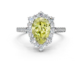 White gold Fancy Yellow Pear  Halo Diamond Ring with Pavé Band and Prong Setting_20