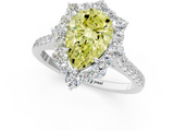 White gold Fancy Yellow Pear  Halo Diamond Ring with Pavé Band and Prong Setting_21