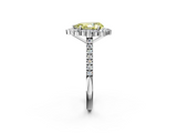 White gold Fancy Yellow Pear  Halo Diamond Ring with Pavé Band and Prong Setting_22