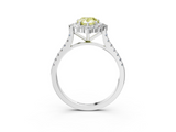 White gold Fancy Yellow Pear  Halo Diamond Ring with Pavé Band and Prong Setting_23