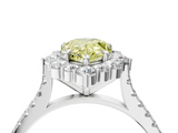 White gold Fancy Yellow Pear  Halo Diamond Ring with Pavé Band and Prong Setting_24