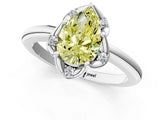 White gold Fancy Yellow Pear  Halo Diamond Ring with Round Cluster Setting, Solitaire Band, and Four-Prong Setting_85
