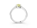 White gold Fancy Yellow Pear  Halo Diamond Ring with Round Cluster Setting, Solitaire Band, and Four-Prong Setting_87