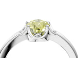 White gold Fancy Yellow Pear  Halo Diamond Ring with Round Cluster Setting, Solitaire Band, and Four-Prong Setting_89