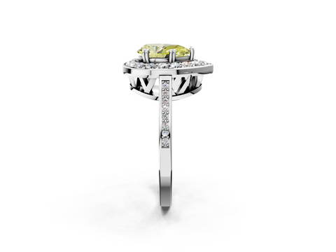 White gold Fancy Yellow Pear  Halo Diamond Ring with Split Shank and Four-Prong Setting_61