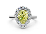 White gold Fancy Yellow Pear  Halo Diamond Solitaire with Pavé Band and Four-Prong Setting_84