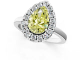 White gold Fancy Yellow Pear  Halo Diamond Solitaire with Pavé Band and Four-Prong Setting_85
