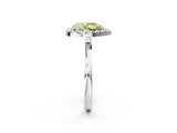 White gold Fancy Yellow Pear  Halo Diamond Solitaire with Pavé Band and Four-Prong Setting_86
