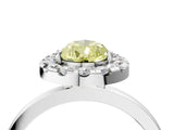 White gold Fancy Yellow Pear  Halo Diamond Solitaire with Pavé Band and Four-Prong Setting_88