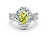 White gold Fancy Yellow Pear  Halo Diamond Split Shank Engagement Ring with Prong Setting_27