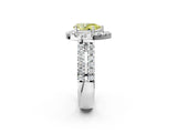 White gold Fancy Yellow Pear  Halo Diamond Split Shank Engagement Ring with Prong Setting_29