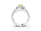 White gold Fancy Yellow Pear  Halo Diamond Split Shank Engagement Ring with Prong Setting_30