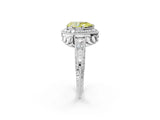 White gold Fancy Yellow Pear  Halo Diamond Split Shank Ring with Milgrain Detail_51