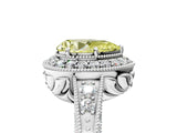 White gold Fancy Yellow Pear  Halo Diamond Split Shank Ring with Milgrain Detail_54