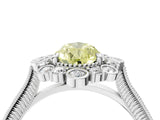 White gold Fancy Yellow Pear  Halo Milgrain Pave Diamond Ring with Four-Prong Setting 5