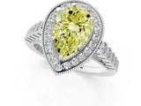 White gold Fancy Yellow Pear  Halo Milgrain Solitaire with Bezel Set Side Stones and Pave Band_33