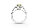 White gold Fancy Yellow Pear  Halo Milgrain Solitaire with Bezel Set Side Stones and Pave Band_35