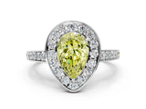 White gold Fancy Yellow Pear  Halo Pavé Diamond Engagement Ring with Bezel Setting_48