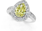 White gold Fancy Yellow Pear  Halo Pavé Diamond Engagement Ring with Bezel Setting_49