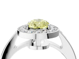 White gold Fancy Yellow Pear  Halo Pavé Diamond Engagement Ring with Bezel Setting_53