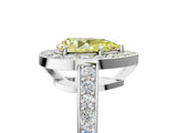 White gold Fancy Yellow Pear  Halo Pavé Diamond Engagement Ring with Bezel Setting_54