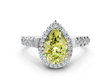 White gold Fancy Yellow Pear  Halo Pavé Diamond Engagement Ring with Four-Prong Setting_26