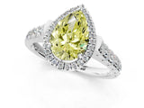 White gold Fancy Yellow Pear  Halo Pavé Diamond Engagement Ring with Four-Prong Setting_27