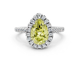 White gold Fancy Yellow Pear  Halo Pavé Diamond Engagement Ring with Four-Prong Setting_3